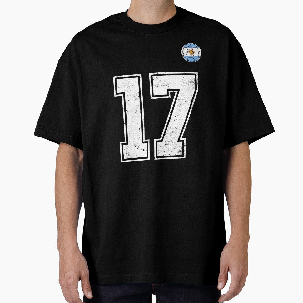 Number 17 Argentina Flag Football Fan by RoyesButler Unisex T-shirt, Sweatshirt, Hoodie, Long Sleeve Tee - T-Shirt, Sweatshirt, Hoodie