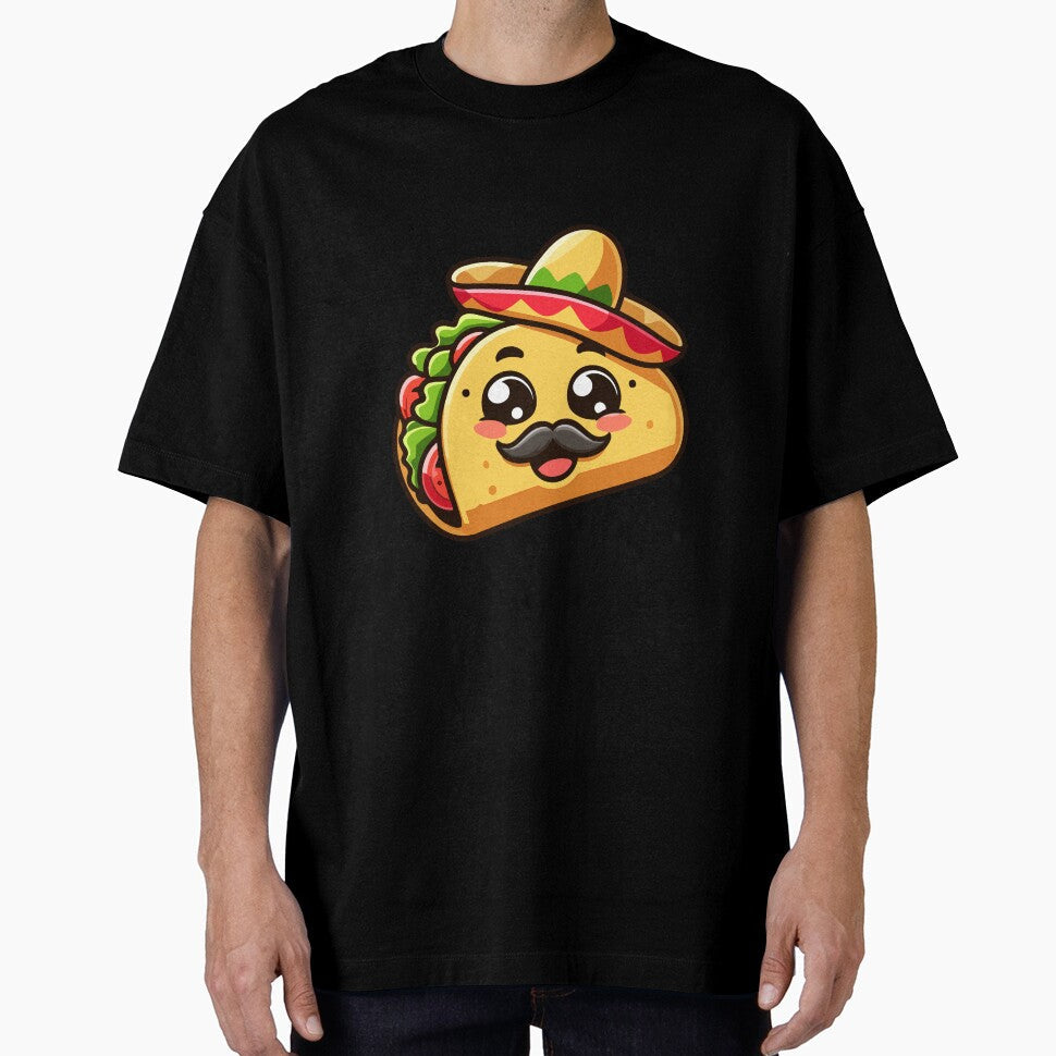 Cute Taco with Sombrero and Mustache - Fun Mexican Food by Akioos Unisex T-shirt, Sweatshirt, Hoodie, Long Sleeve Tee - T-Shirt, Sweatshirt, Hoodie