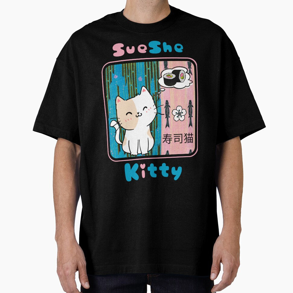 SueShe Kitty Kawaii Spirit Animal Art Sushi Kitty Cute Kawaii Animal Fashion by thearrowbyday2 - T-Shirt, Sweatshirt, Hoodie