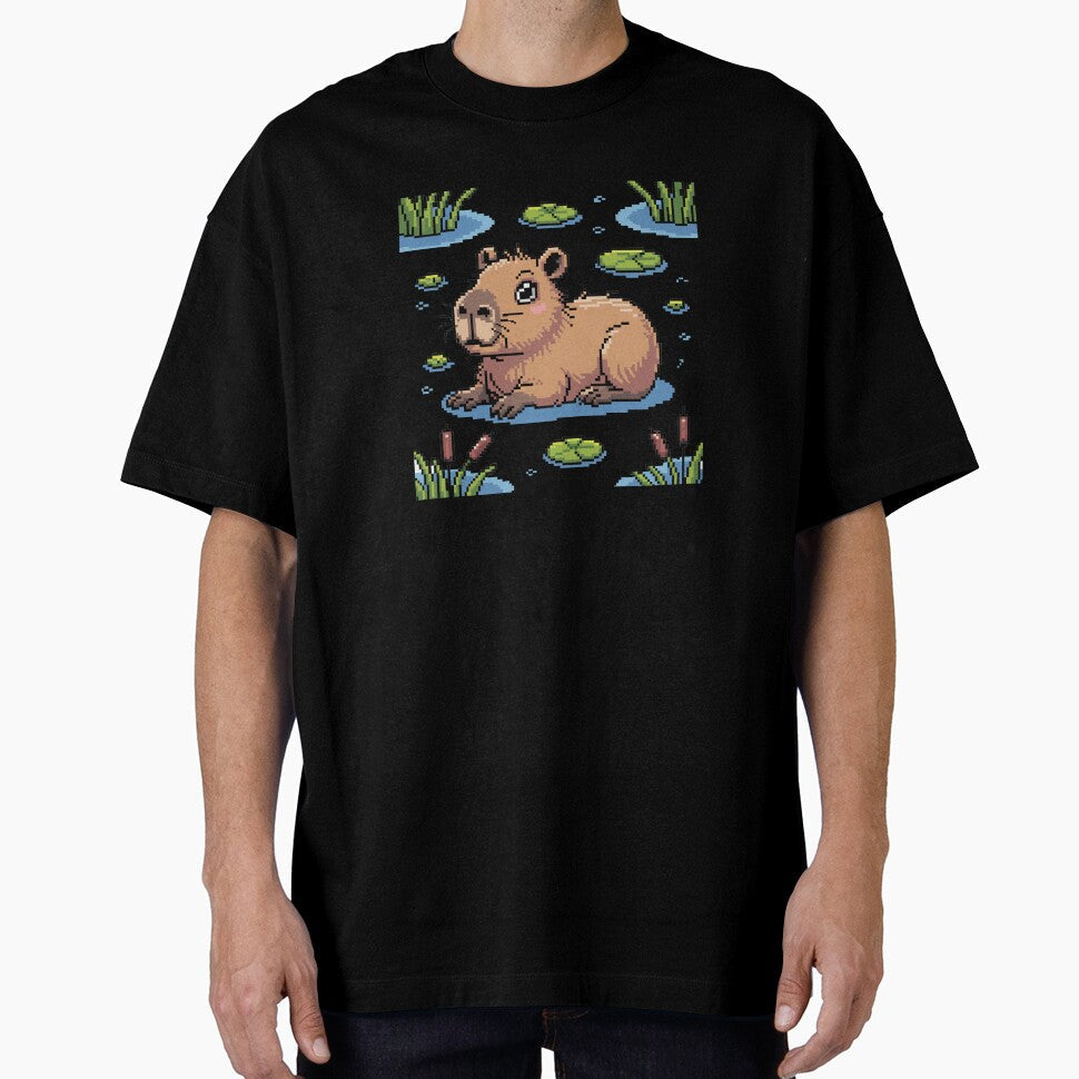 Cute Pixel Art Capybara - Funny Pixel Animal Pattern by MonkiFlipp Unisex T-shirt, Sweatshirt, Hoodie, Long Sleeve Tee - T-Shirt, Sweatshirt, Hoodie