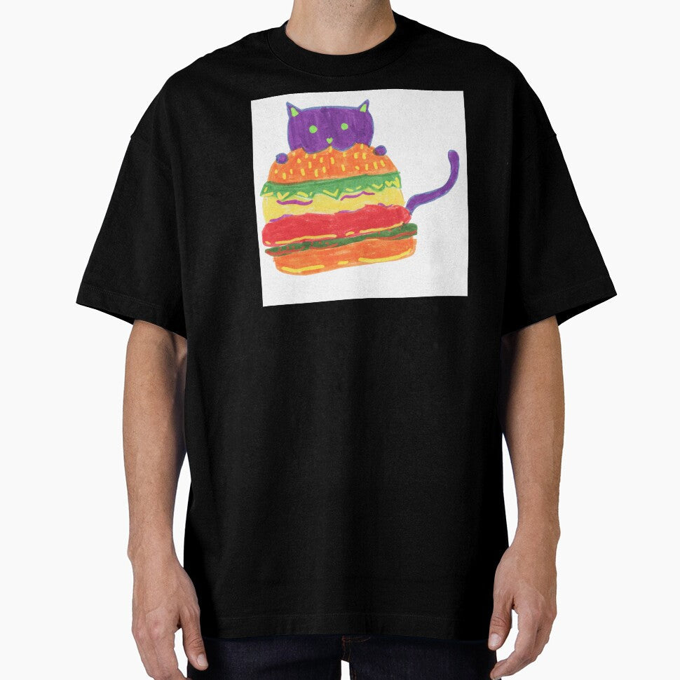Burger Cat by maimairo Unisex T-shirt, Sweatshirt, Hoodie, Long Sleeve Tee - T-Shirt, Sweatshirt, Hoodie