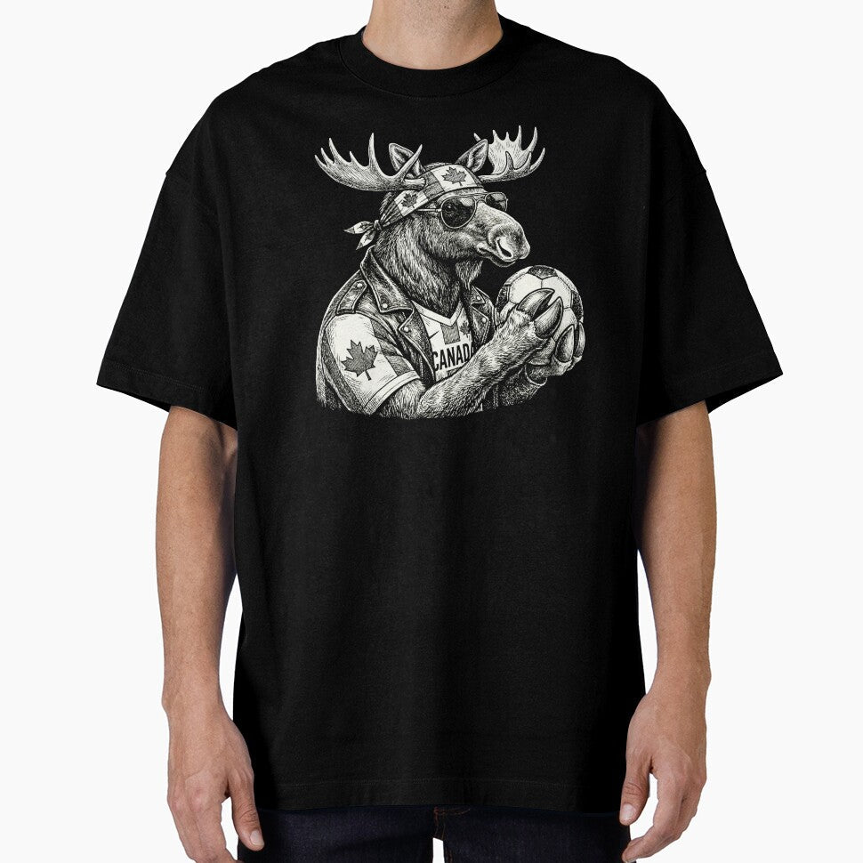 Canadian Moose Soccer Player by Roy & Tiffany Unisex T-shirt, Sweatshirt, Hoodie, Long Sleeve Tee - T-Shirt, Sweatshirt, Hoodie