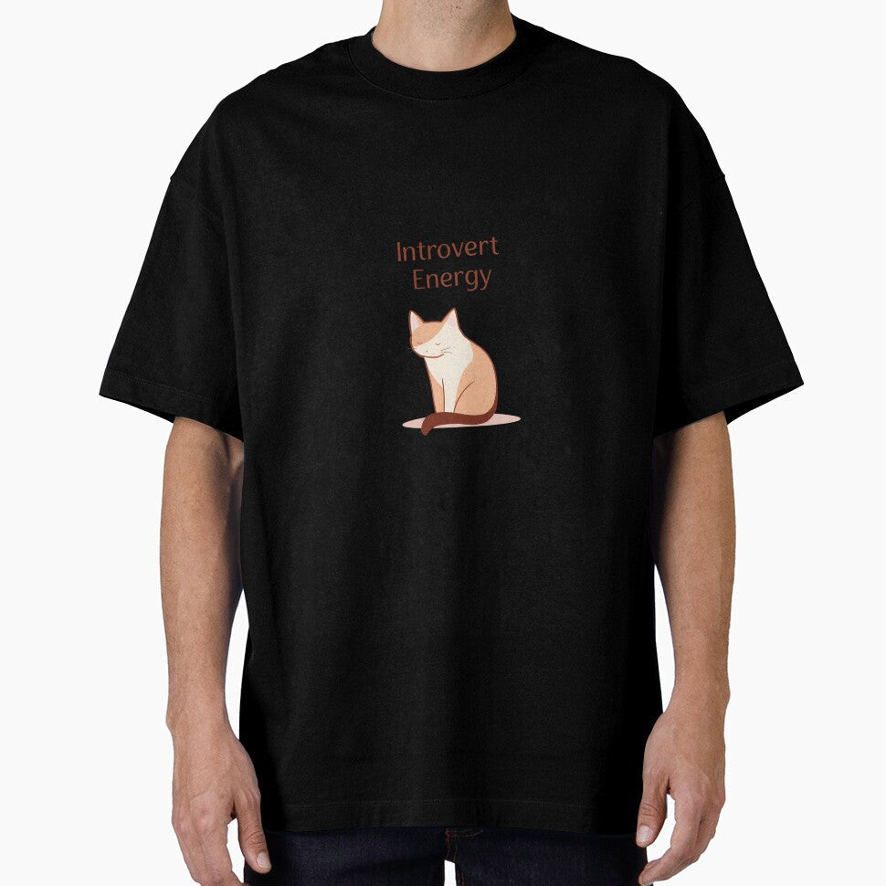 Introvert Energy Cat Minimal Design  Calm Quiet Cat Aesthetic by Kavya Art Unisex T-shirt, Sweatshirt, Hoodie, Long Sleeve Tee - T-Shirt, Sweatshirt, Hoodie