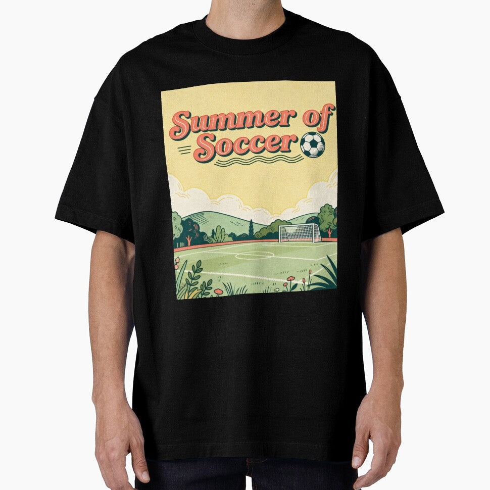 Retro Summer of Soccer 2026 - Vintage 70s Aesthetic Football Pitch Art by HappySproutArt Unisex T-shirt, Sweatshirt, Hoodie, Long Sleeve Tee - T-Shirt, Sweatshirt, Hoodie