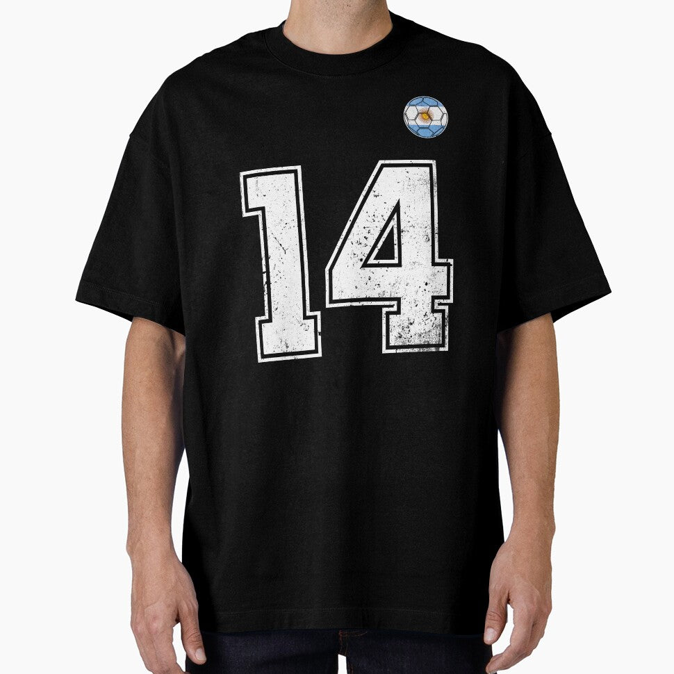 Number 14 Argentina Flag Football Fan by RoyesButler Unisex T-shirt, Sweatshirt, Hoodie, Long Sleeve Tee - T-Shirt, Sweatshirt, Hoodie