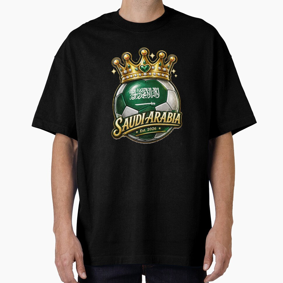 Saudi Arabia flag Crowned Soccer Ball by QuiteOrbit Unisex T-shirt, Sweatshirt, Hoodie, Long Sleeve Tee - T-Shirt, Sweatshirt, Hoodie