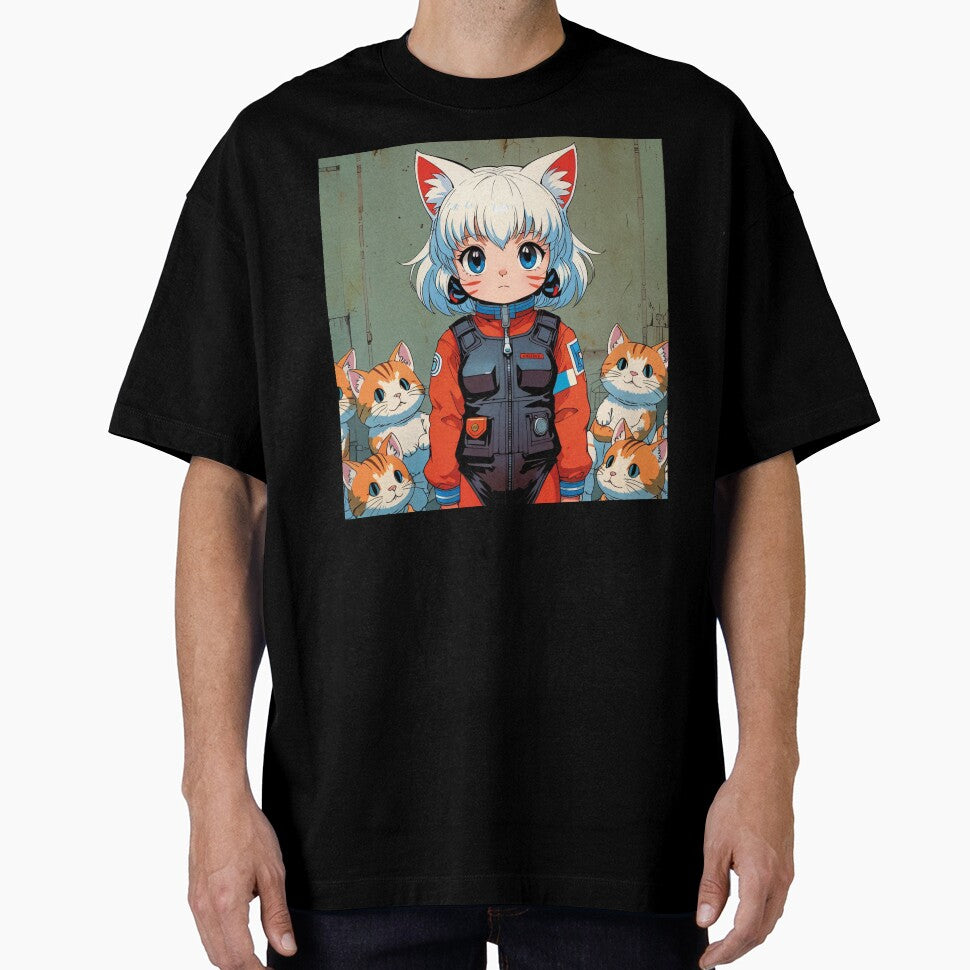 Kawaii girl with fat and tender kittens by MerlinWear Unisex T-shirt, Sweatshirt, Hoodie, Long Sleeve Tee - T-Shirt, Sweatshirt, Hoodie