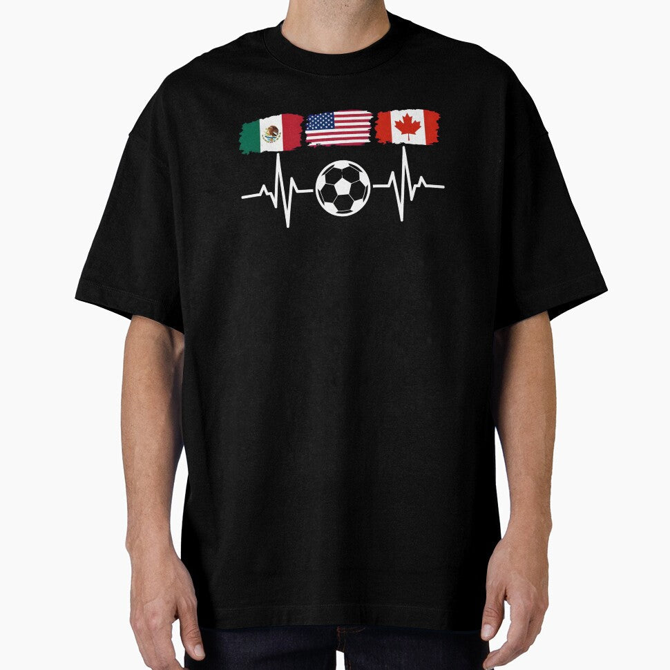 Heartbeat of Three Nations - American Mexican Canadian united by dudelinart Unisex T-shirt, Sweatshirt, Hoodie, Long Sleeve Tee - T-Shirt, Sweatshirt, Hoodie