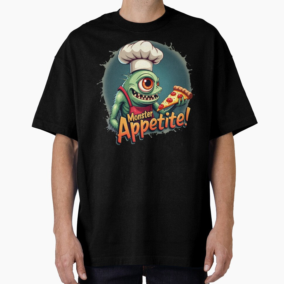 Monster Pizza Appetite by Topmaxdesign Unisex T-shirt, Sweatshirt, Hoodie, Long Sleeve Tee - T-Shirt, Sweatshirt, Hoodie