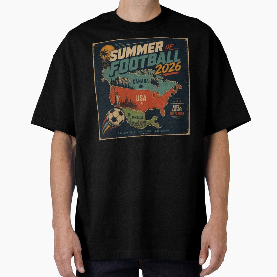 Summer of Football 2026 - Retro North America Map by NicolasMar Unisex T-shirt, Sweatshirt, Hoodie, Long Sleeve Tee - T-Shirt, Sweatshirt, Hoodie
