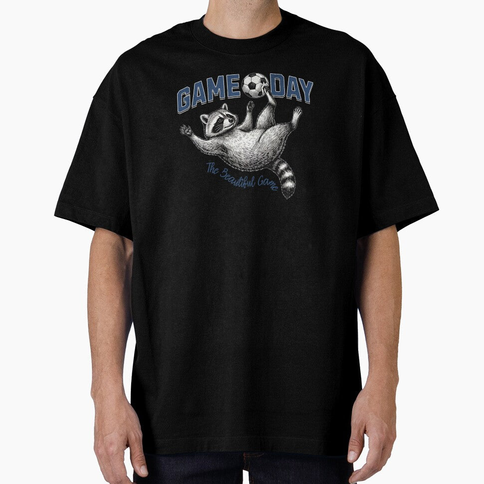 Raccoon Soccer Game Day The Beautiful Game by EvrmoodCo Unisex T-shirt, Sweatshirt, Hoodie, Long Sleeve Tee - T-Shirt, Sweatshirt, Hoodie
