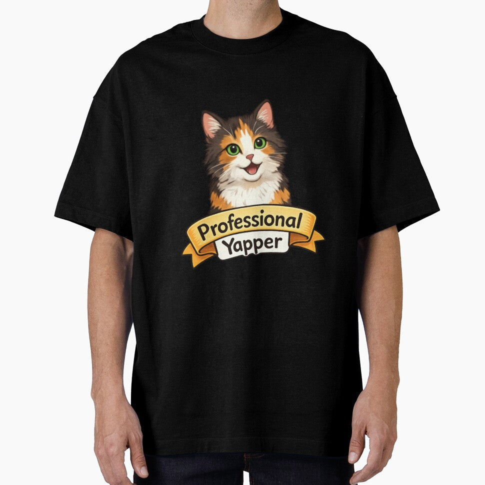 Professional Yapper: Cute Calico Cat Talking Art by MalisoStickers Unisex T-shirt, Sweatshirt, Hoodie, Long Sleeve Tee - T-Shirt, Sweatshirt, Hoodie