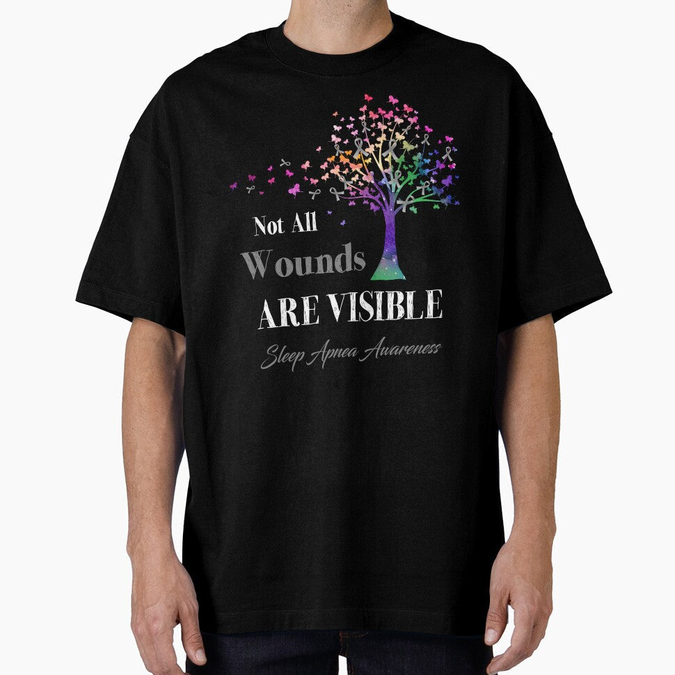 Not All Wounds Are Visible Sleep Apnea Awareness by Hatjar Unisex T-shirt, Sweatshirt, Hoodie, Long Sleeve Tee - T-Shirt, Sweatshirt, Hoodie