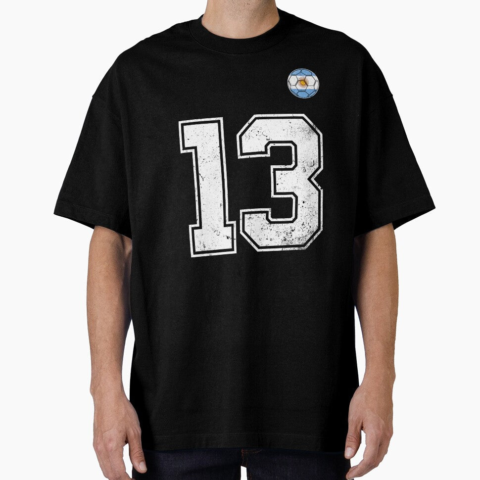 Number 13 Argentina Flag Football Fan by RoyesButler Unisex T-shirt, Sweatshirt, Hoodie, Long Sleeve Tee - T-Shirt, Sweatshirt, Hoodie