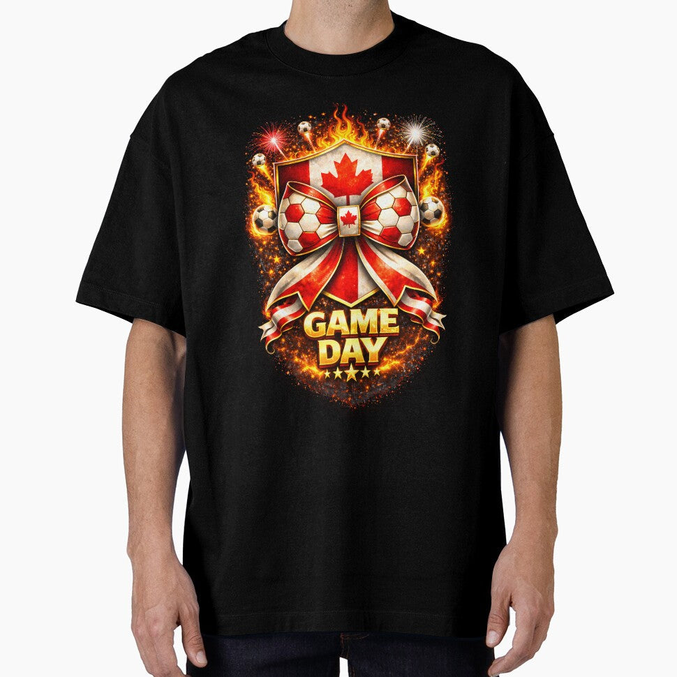 Canada Soccer Bow Game Day Flaming Crest Graphic by MuniraWearify Unisex T-shirt, Sweatshirt, Hoodie, Long Sleeve Tee - T-Shirt, Sweatshirt, Hoodie