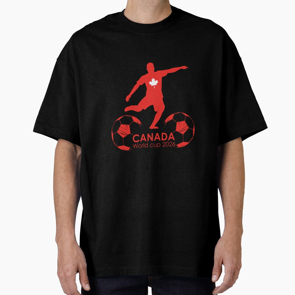 Canada Soccer Player Silhouette & Baseballs World Cup 2026 by topprinting Unisex T-shirt, Sweatshirt, Hoodie, Long Sleeve Tee - T-Shirt, Sweatshirt, Hoodie