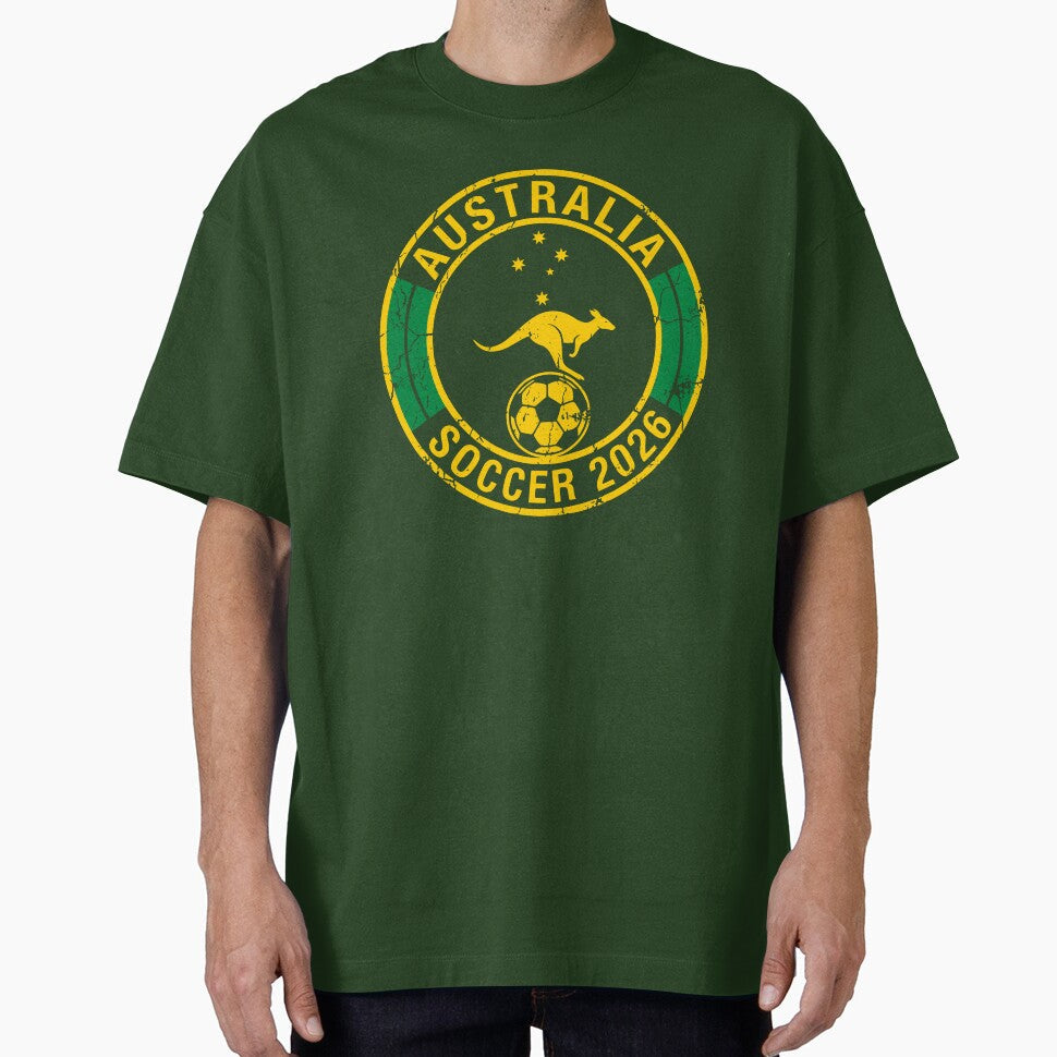 Vintage Australia Soccer 2026 Kangaroo Circular Badge by Imaginationbeyond Unisex T-shirt, Sweatshirt, Hoodie, Long Sleeve Tee - T-Shirt, Sweatshirt, Hoodie