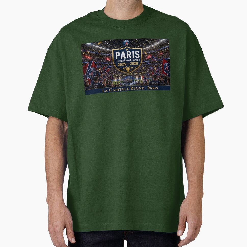 Paris Skyline Champions of Europe 2025 2026 Seine River Championship Banner by BrickByDream - T-Shirt, Sweatshirt, Hoodie