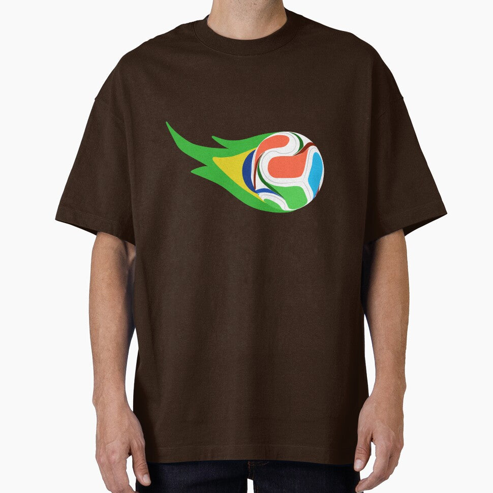 Brazil Flaming Soccer Ball  World Cup 2026 by Shorazu Unisex T-shirt, Sweatshirt, Hoodie, Long Sleeve Tee - T-Shirt, Sweatshirt, Hoodie