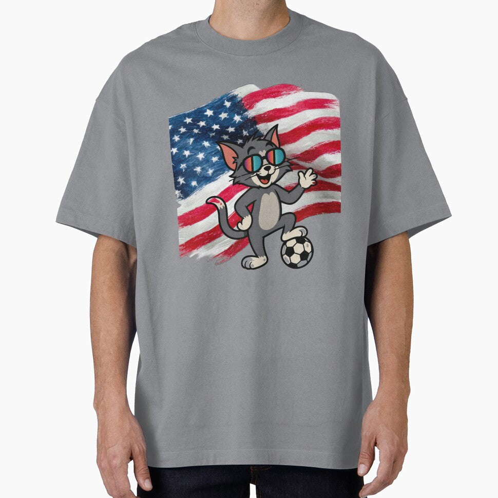 Cool American Soccer Cat | Funny USA Football Lover by Right-UR Unisex T-shirt, Sweatshirt, Hoodie, Long Sleeve Tee - T-Shirt, Sweatshirt, Hoodie