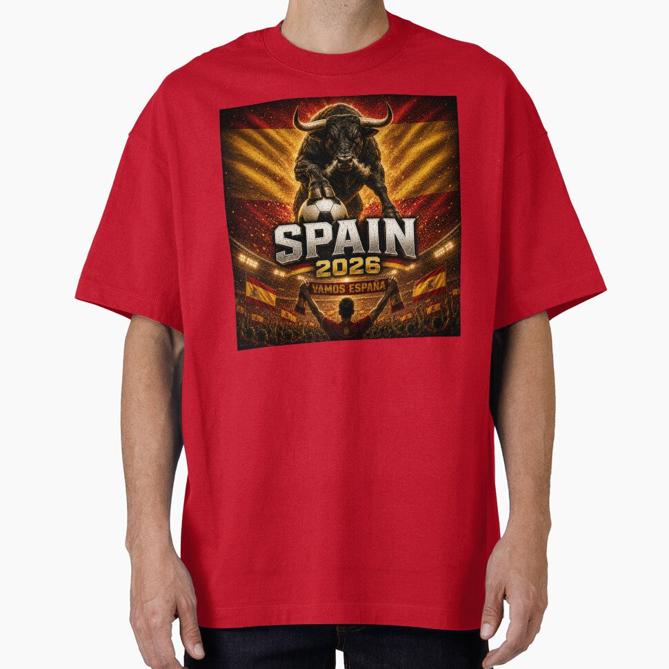 Spain Football Bull 2026 | Spanish Soccer Fan Art | La Roja Pride International Football Inspired Design by Winetastic-Art - T-Shirt, Sweatshirt, Hoodie