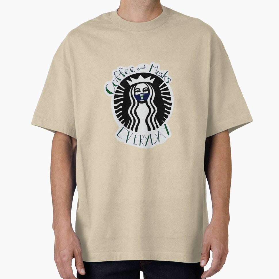 Coffee and Masks Every Day by caringarage Unisex T-shirt, Sweatshirt, Hoodie, Long Sleeve Tee - T-Shirt, Sweatshirt, Hoodie