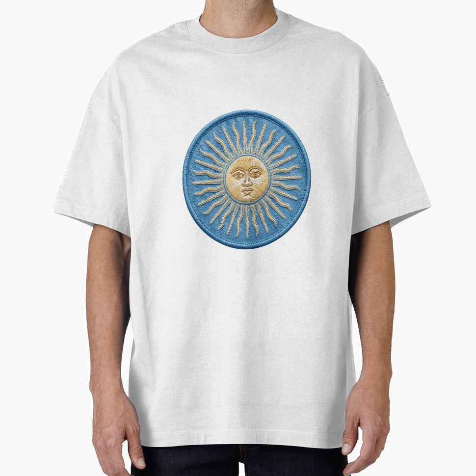 Embroidered Sun of May Patch - Argentina Football Crest Design by VisualStudio97 Unisex T-shirt, Sweatshirt, Hoodie, Long Sleeve Tee - T-Shirt, Sweatshirt, Hoodie