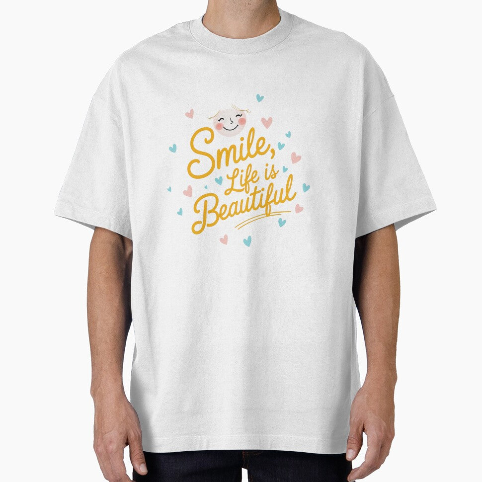 Smile, Life Is Beautiful  Inspirational Quote Hat by ThePixelMind Unisex T-shirt, Sweatshirt, Hoodie, Long Sleeve Tee - T-Shirt, Sweatshirt, Hoodie
