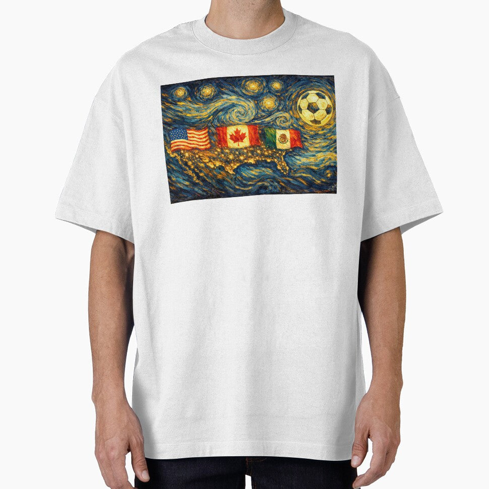 North America Soccer Starry Night Dreamy and Swirls Inspired from Van Gogh by BrickByDream - T-Shirt, Sweatshirt, Hoodie
