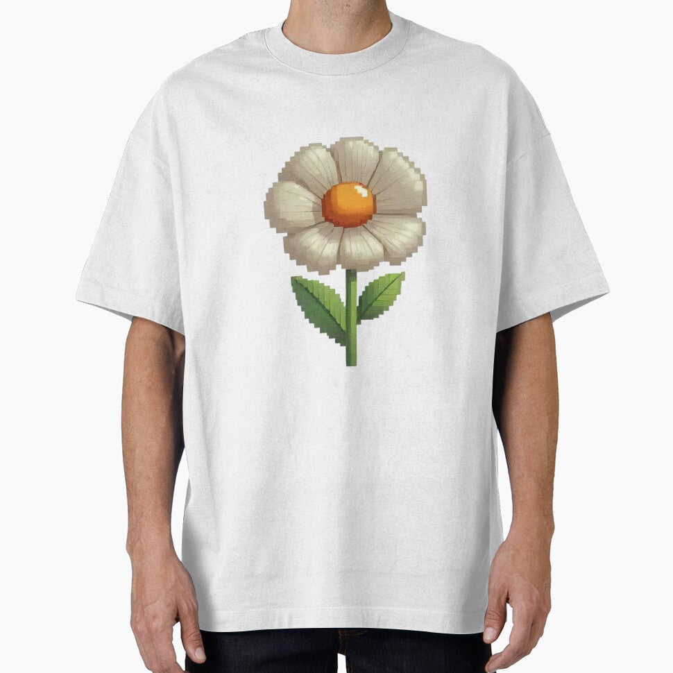 Pixel Art Daisy Flower  Retro 8Bit Bloom Minimal Graphic Design by AlxVel Unisex T-shirt, Sweatshirt, Hoodie, Long Sleeve Tee - T-Shirt, Sweatshirt, Hoodie