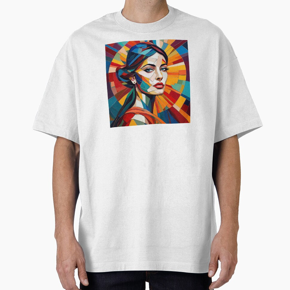 Colourful vibrant fractured cubism style portrait of a goddess by Boxing Kangaroo Retail Company - T-Shirt, Sweatshirt, Hoodie