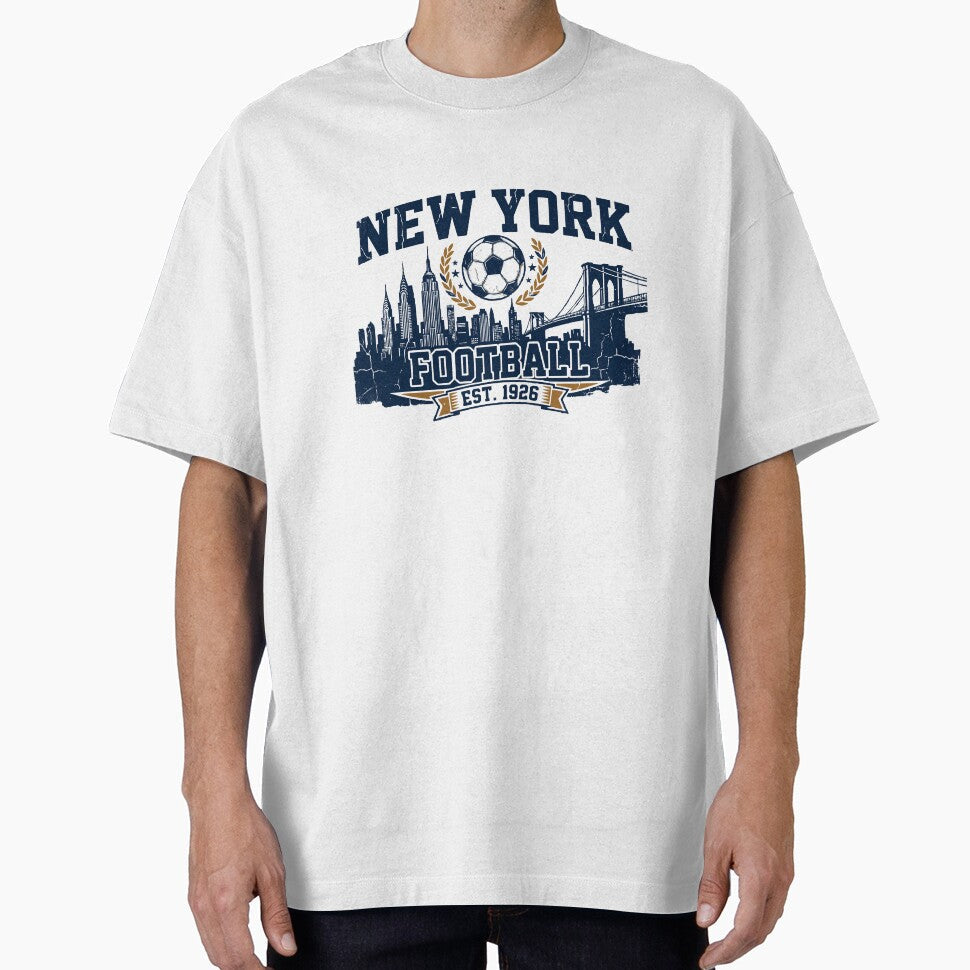New York Football Est 1926 Vintage Soccer Skyline Badge by Lulustarfox Unisex T-shirt, Sweatshirt, Hoodie, Long Sleeve Tee - T-Shirt, Sweatshirt, Hoodie