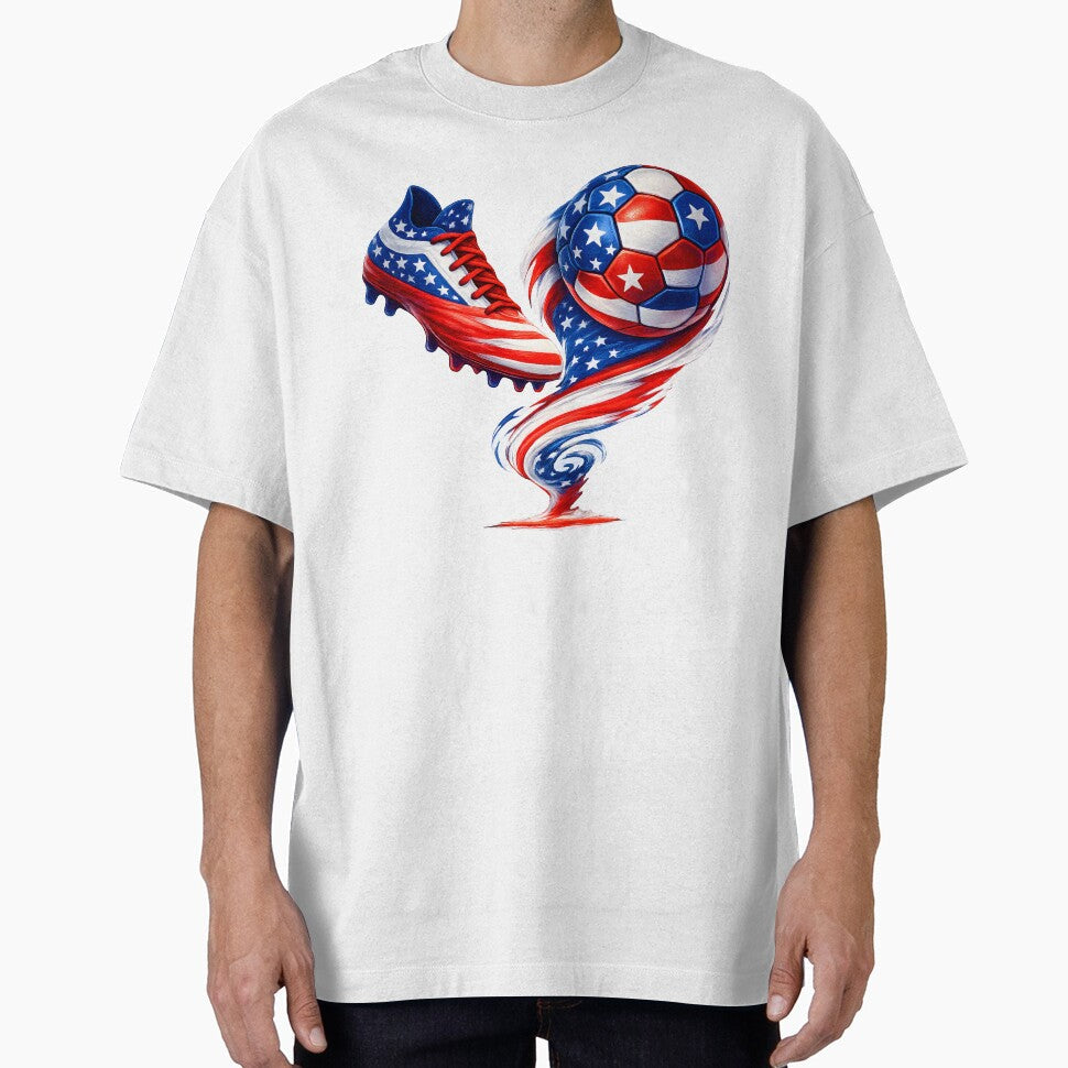 USA Soccer Design  American Flag Football Cleat and Ball Artwork by ArtSpark Studio Unisex T-shirt, Sweatshirt, Hoodie, Long Sleeve Tee - T-Shirt, Sweatshirt, Hoodie
