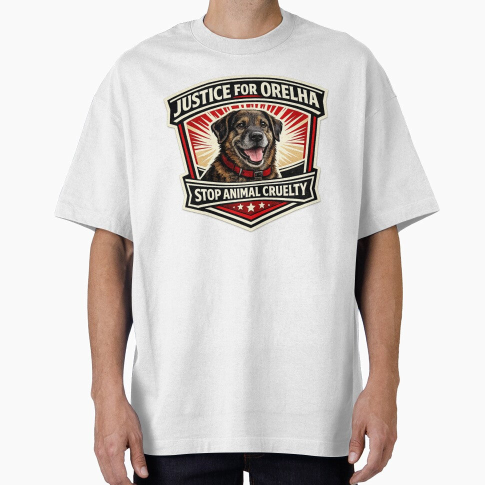 Justice for Orelha Stop Animal Cruelty Dog Badge by rocknrollstyles Unisex T-shirt, Sweatshirt, Hoodie, Long Sleeve Tee - T-Shirt, Sweatshirt, Hoodie
