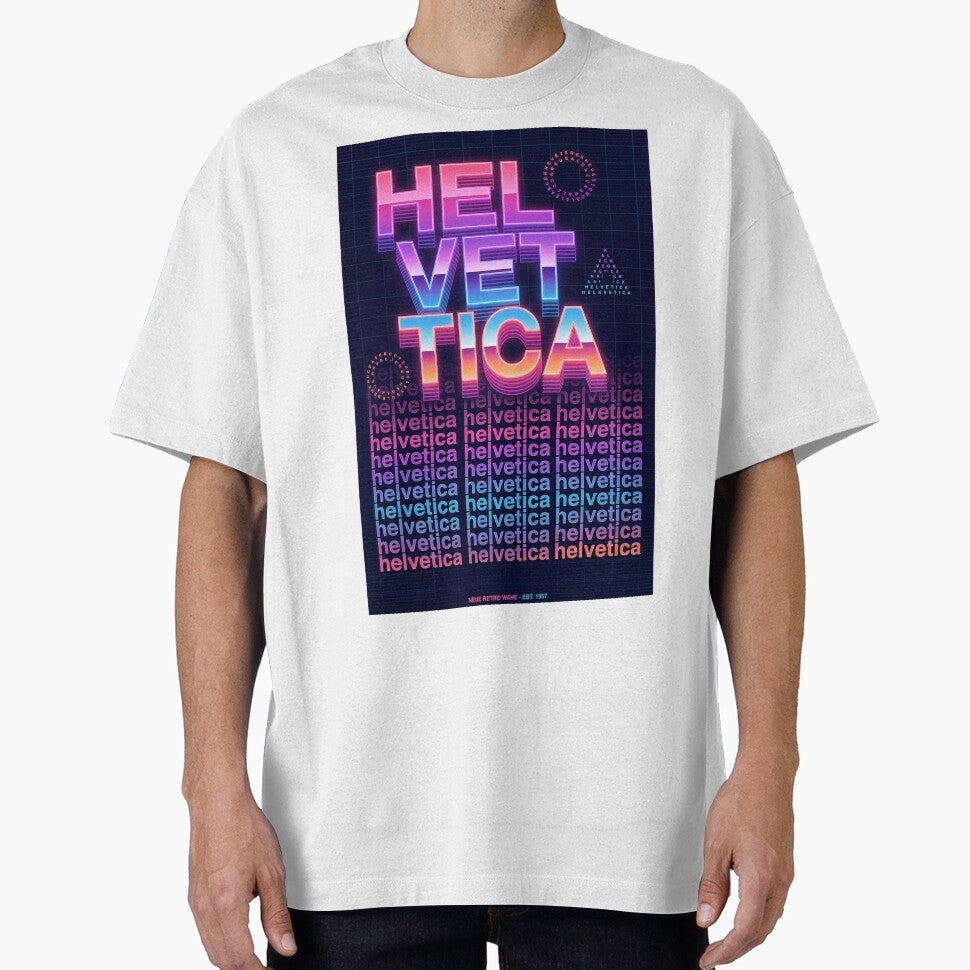 Helvetica Retro Wave by DesignByMcEvoy Unisex T-shirt, Sweatshirt, Hoodie, Long Sleeve Tee - T-Shirt, Sweatshirt, Hoodie