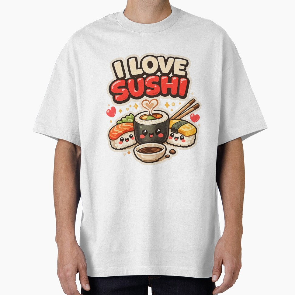 I Love Sushi Cute Kawaii Japanese Food by Gift Phrase Studio Unisex T-shirt, Sweatshirt, Hoodie, Long Sleeve Tee - T-Shirt, Sweatshirt, Hoodie