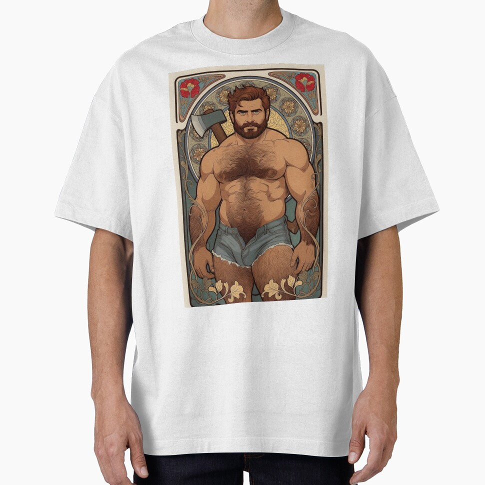 Gay Lumberjack Bear  Queer Art Nouveau Warrior by ZhivanCrimson Unisex T-shirt, Sweatshirt, Hoodie, Long Sleeve Tee - T-Shirt, Sweatshirt, Hoodie