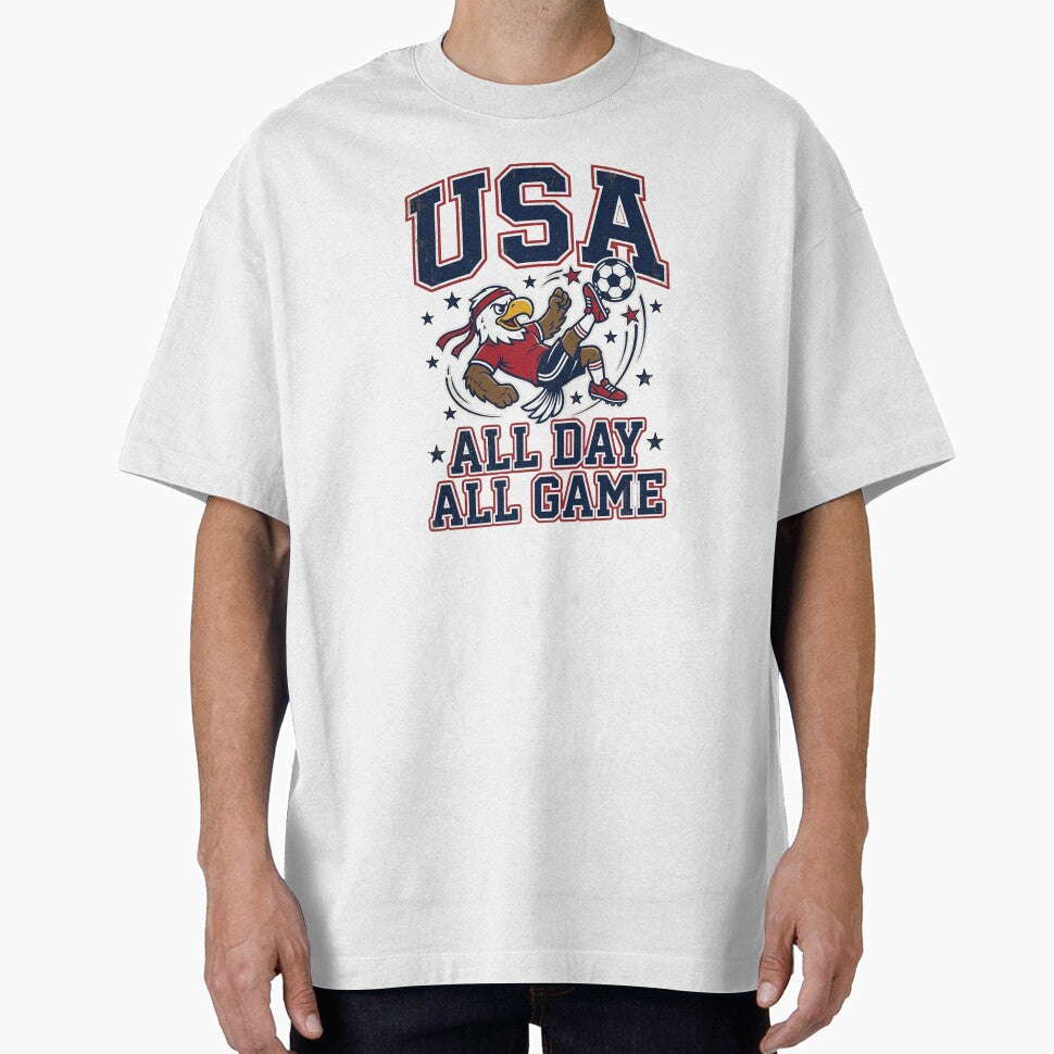 USA All Day All Game Soccer World Cup 2026 Eagle by PlushFutura Unisex T-shirt, Sweatshirt, Hoodie, Long Sleeve Tee - T-Shirt, Sweatshirt, Hoodie
