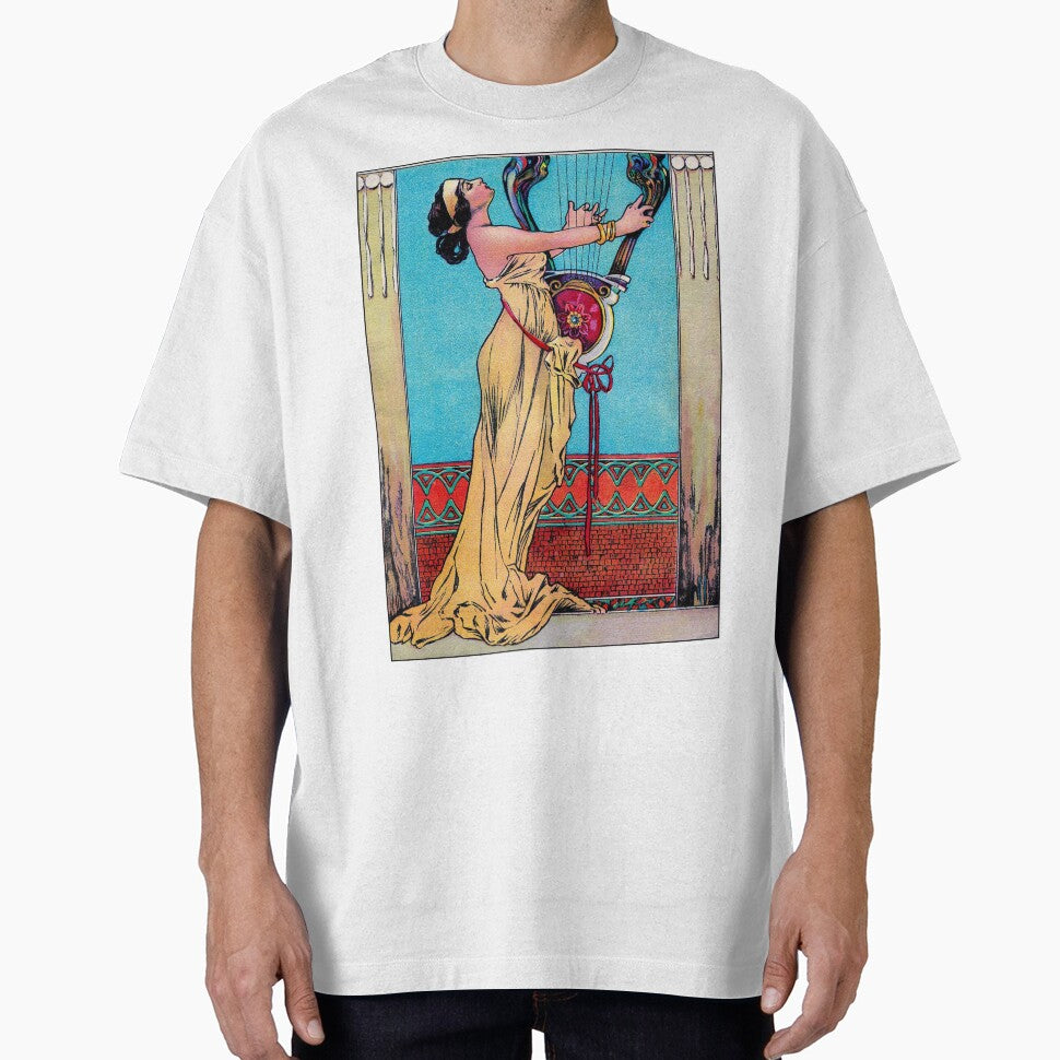Maiden Harpist - Vintage Art Nouveau by elevens Unisex T-shirt, Sweatshirt, Hoodie, Long Sleeve Tee - T-Shirt, Sweatshirt, Hoodie