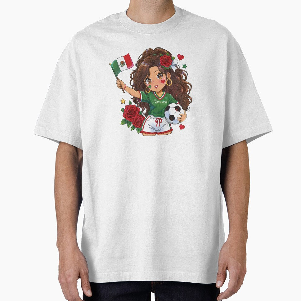Mexican Soccer Girl by MarielaArtShop Unisex T-shirt, Sweatshirt, Hoodie, Long Sleeve Tee - T-Shirt, Sweatshirt, Hoodie