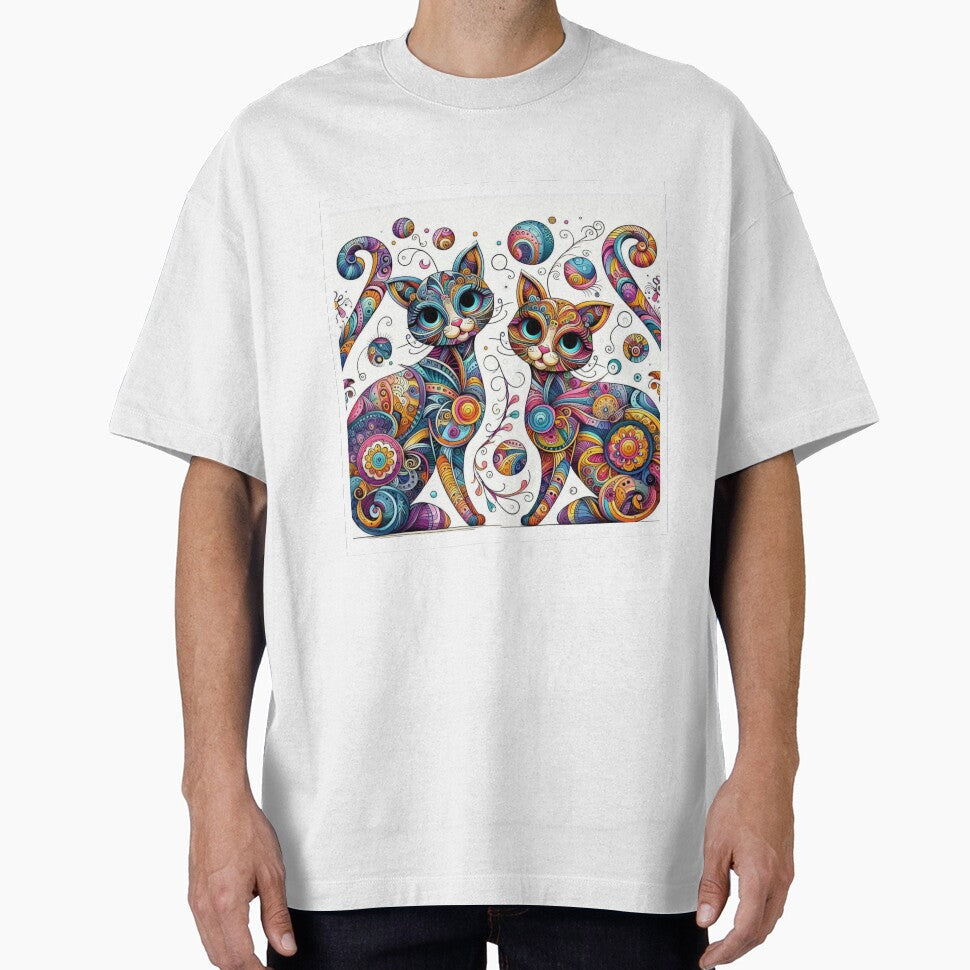 Two Coloful Cats by ahfast Unisex T-shirt, Sweatshirt, Hoodie, Long Sleeve Tee - T-Shirt, Sweatshirt, Hoodie