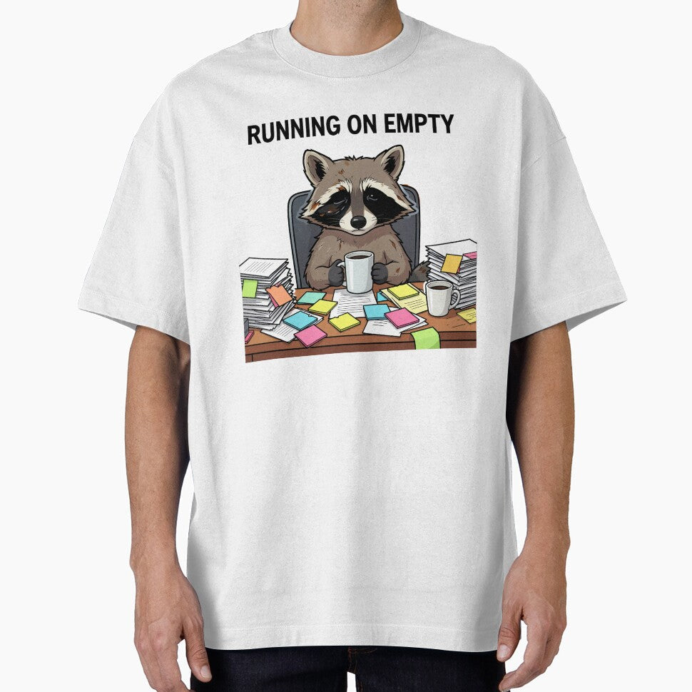Running on Empty Raccoon by SoftAuraStudi0 Unisex T-shirt, Sweatshirt, Hoodie, Long Sleeve Tee - T-Shirt, Sweatshirt, Hoodie