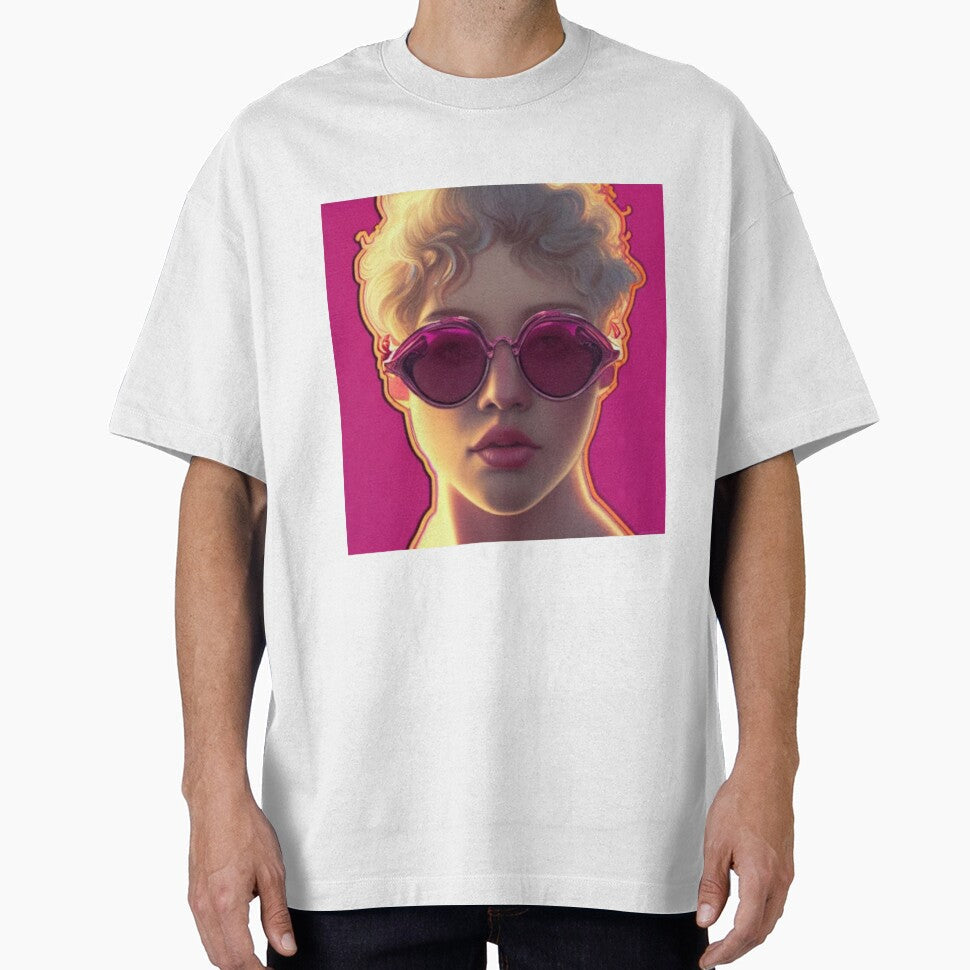 Portrait of Woman with Large Pink Sunglasses by katiebca2 Unisex T-shirt, Sweatshirt, Hoodie, Long Sleeve Tee - T-Shirt, Sweatshirt, Hoodie