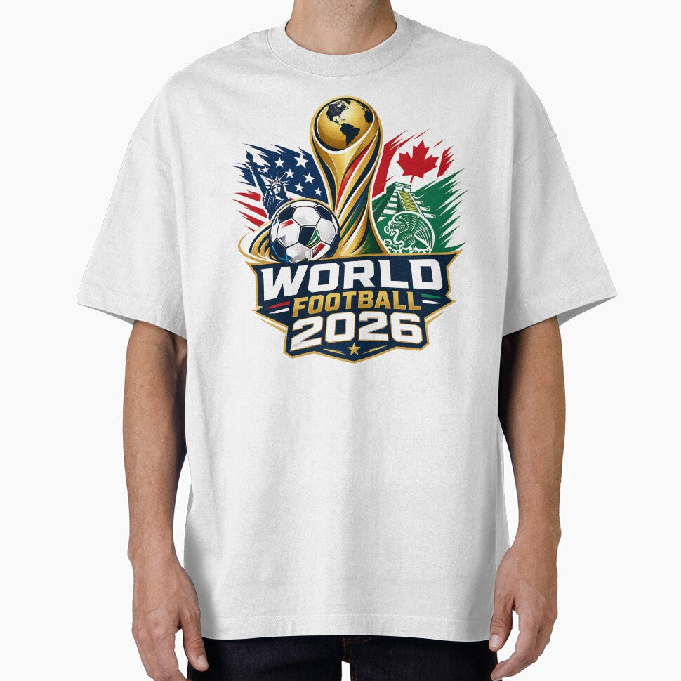 World Football 2026 Championship Emblem  USA Canada Mexico Soccer T-Shirt Design by TETHER007 - T-Shirt, Sweatshirt, Hoodie