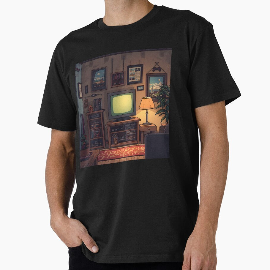 Cozy Retro Gaming Shrine Pixel Art Room by ThePixelArchive Unisex T-shirt, Sweatshirt, Hoodie, Long Sleeve Tee - T-Shirt, Sweatshirt, Hoodie