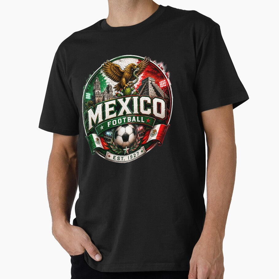 Mexico Football Badge Logo  Hardcore Soccer Fan Crest by TKOprintdesigns Unisex T-shirt, Sweatshirt, Hoodie, Long Sleeve Tee - T-Shirt, Sweatshirt, Hoodie