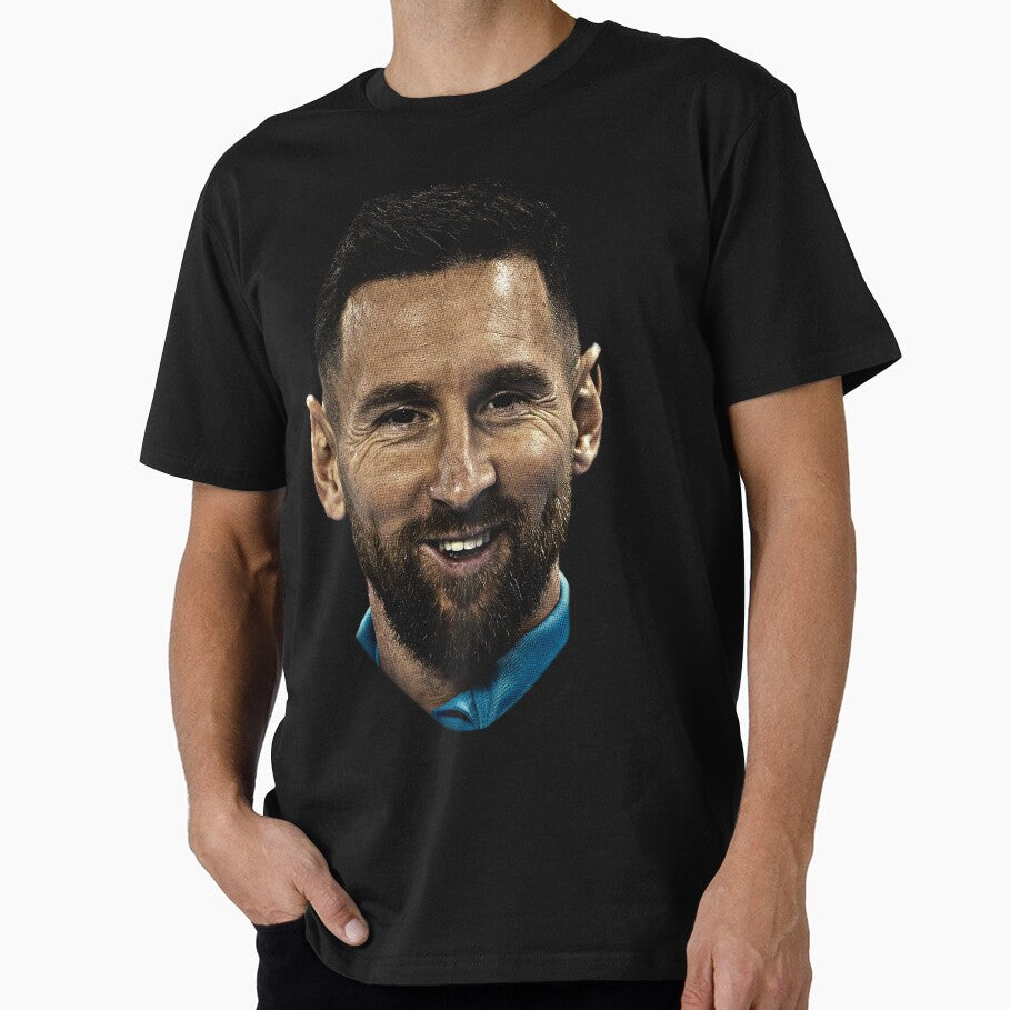 Messi Iconic Smile - Streetwear Style Portrait by biribiridesigns Unisex T-shirt, Sweatshirt, Hoodie, Long Sleeve Tee - T-Shirt, Sweatshirt, Hoodie