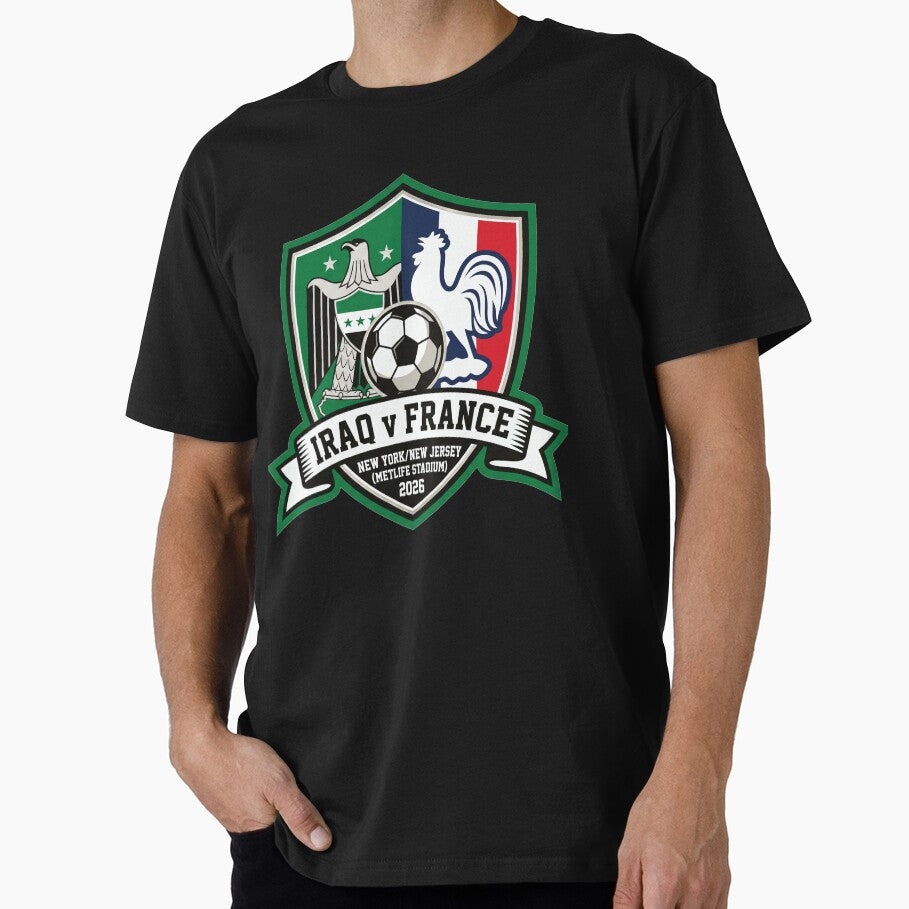 Iraq Versus France Soccer Match 2026 Athletic Crest by Pride Emblem Prints Unisex T-shirt, Sweatshirt, Hoodie, Long Sleeve Tee - T-Shirt, Sweatshirt, Hoodie