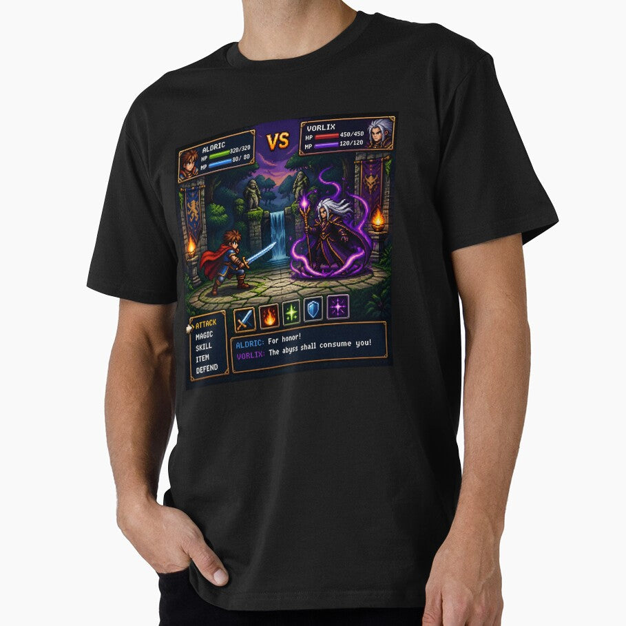 Retro Pixel Battle Arena JRPG Fight Scene by ThePixelArchive Unisex T-shirt, Sweatshirt, Hoodie, Long Sleeve Tee - T-Shirt, Sweatshirt, Hoodie