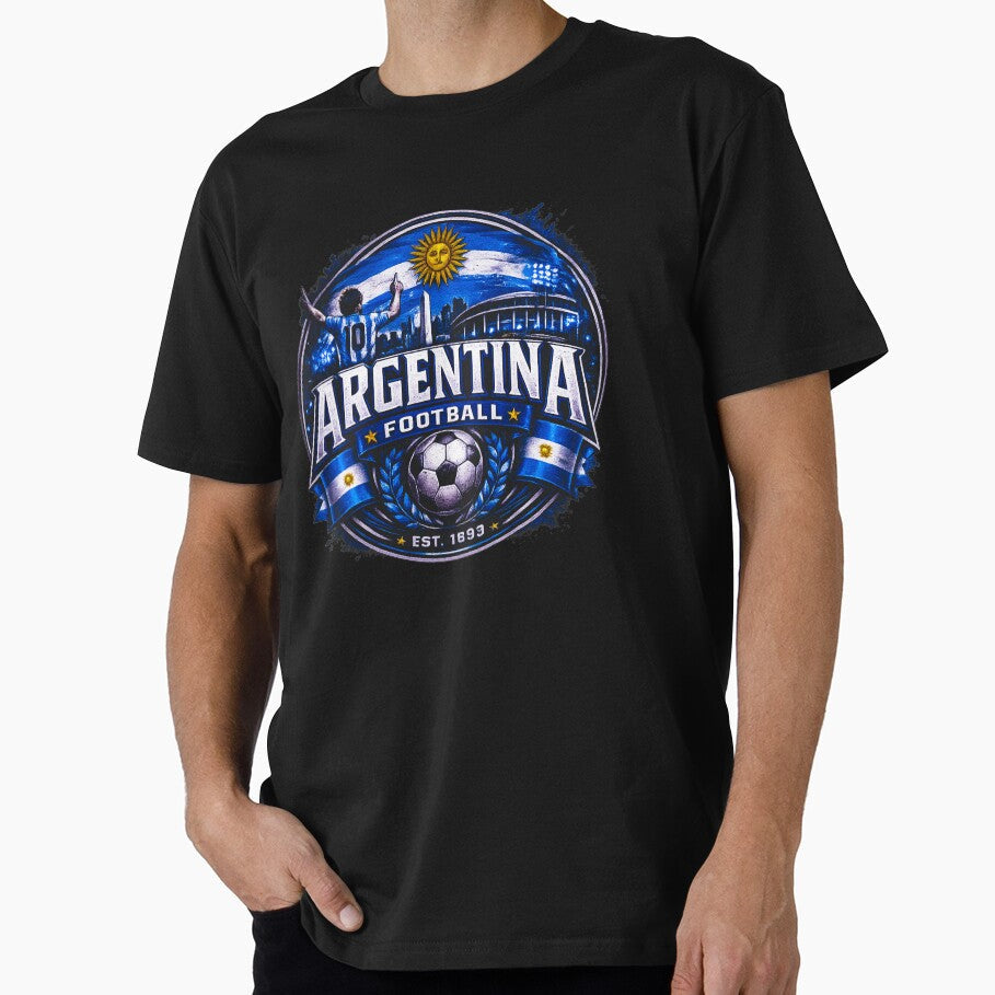 Argentina Football Badge Logo  Hardcore Futbol Fan Design by TKOprintdesigns Unisex T-shirt, Sweatshirt, Hoodie, Long Sleeve Tee - T-Shirt, Sweatshirt, Hoodie